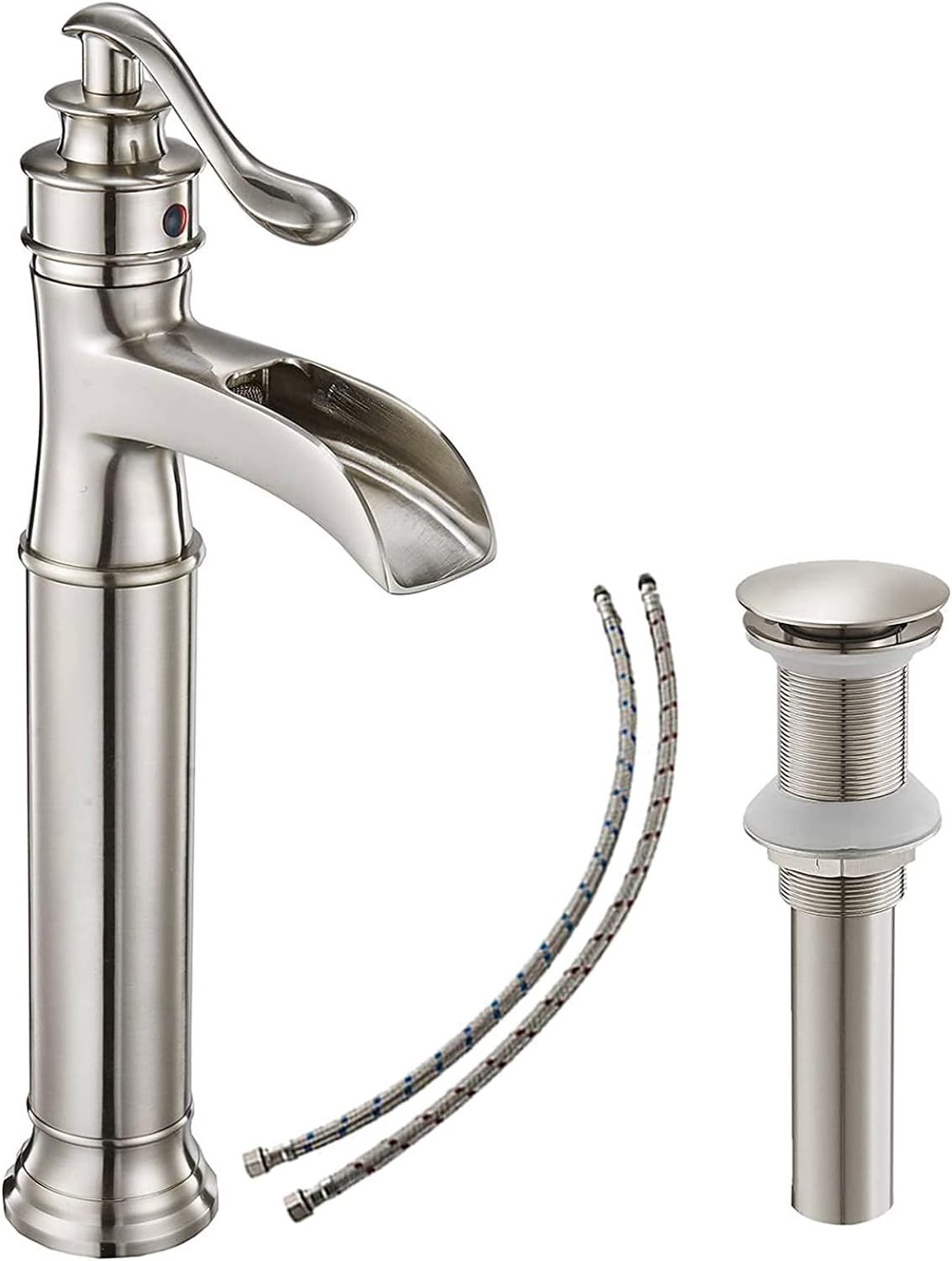 Brushed Nickel Single Handle Waterfall Vessel Sink Faucet