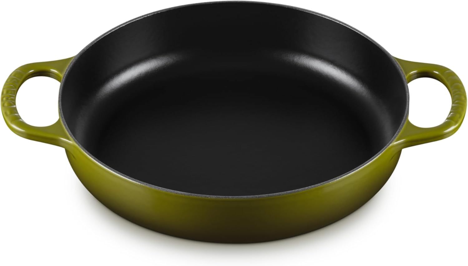 Olive Green Enameled Cast Iron Everyday Pan with Ceramic Coating