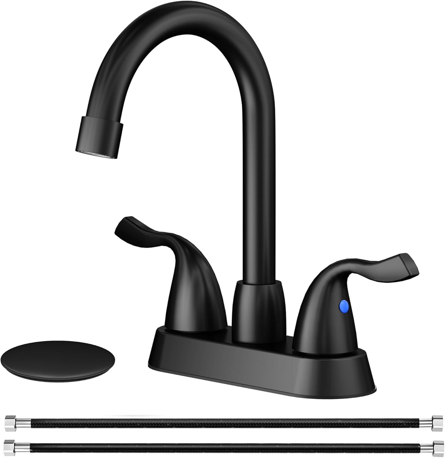 Matte Black Stainless Steel Mid Arc Bathroom Faucet with Lever Handle