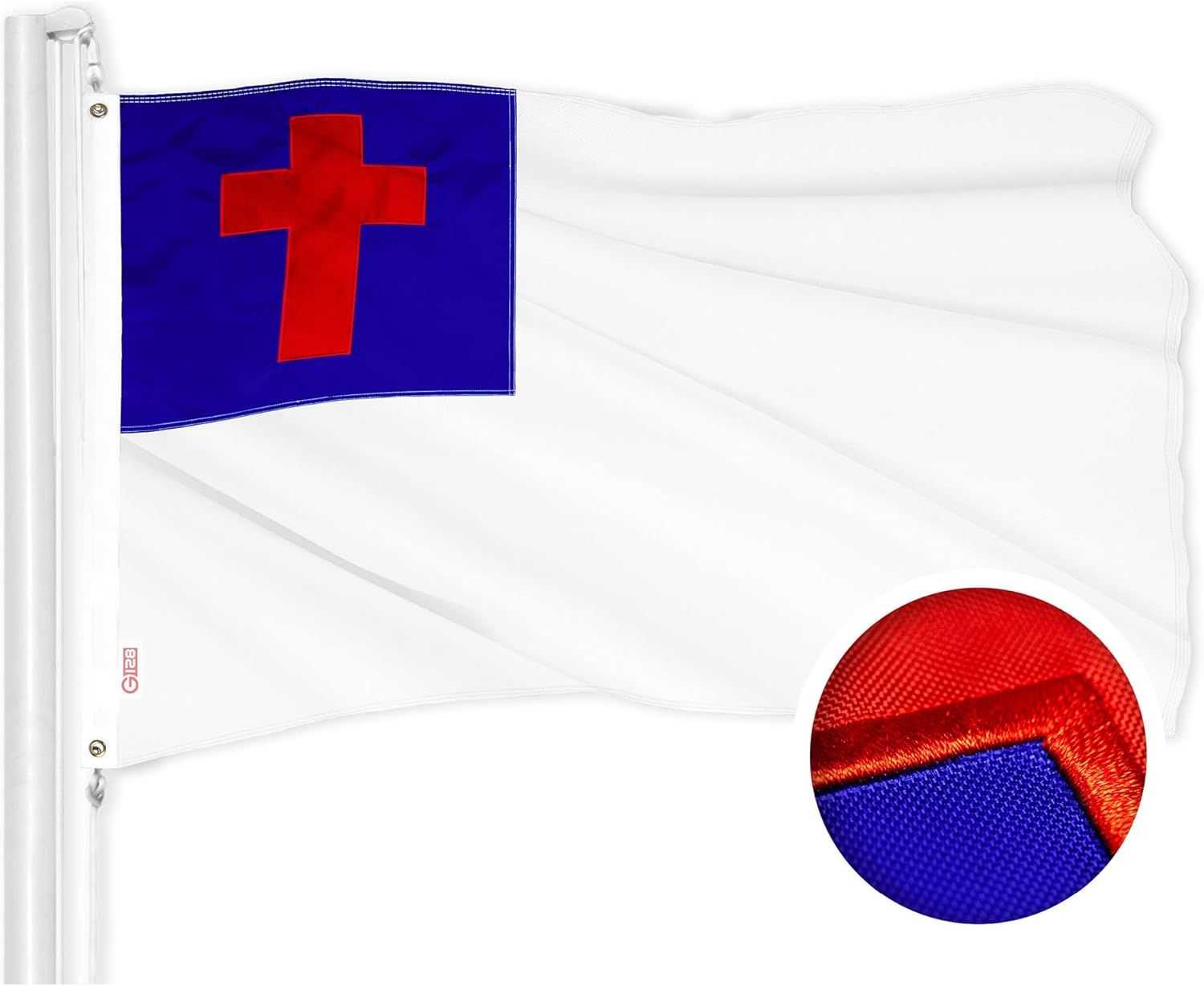 1x1.5 FT Red and Blue Embroidered Polyester Flag