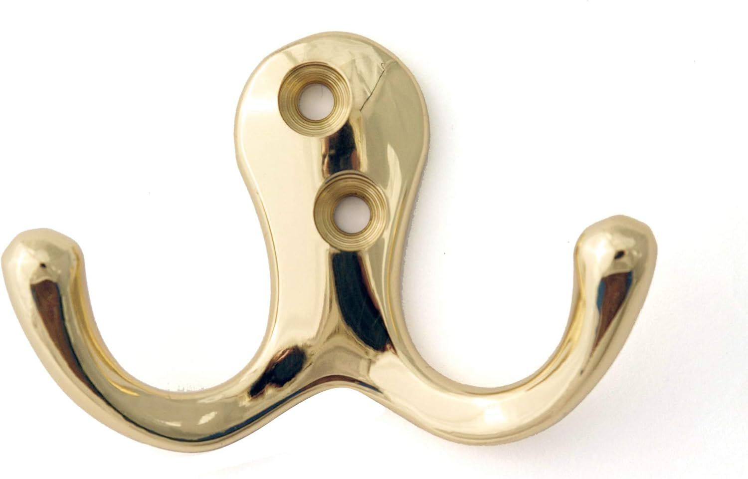 Unlacquered Brass Double Robe Hook with Solid Brass Construction