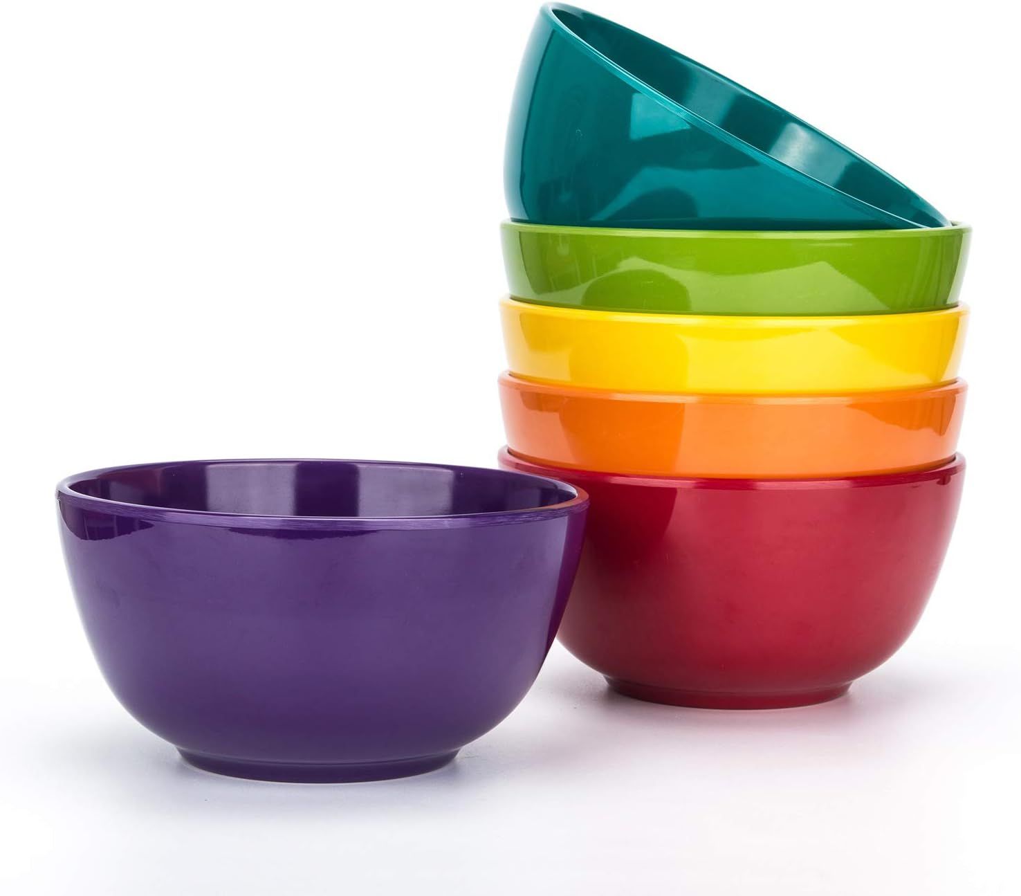 Rainbow Melamine 6-Piece Assorted Color Bowl Set