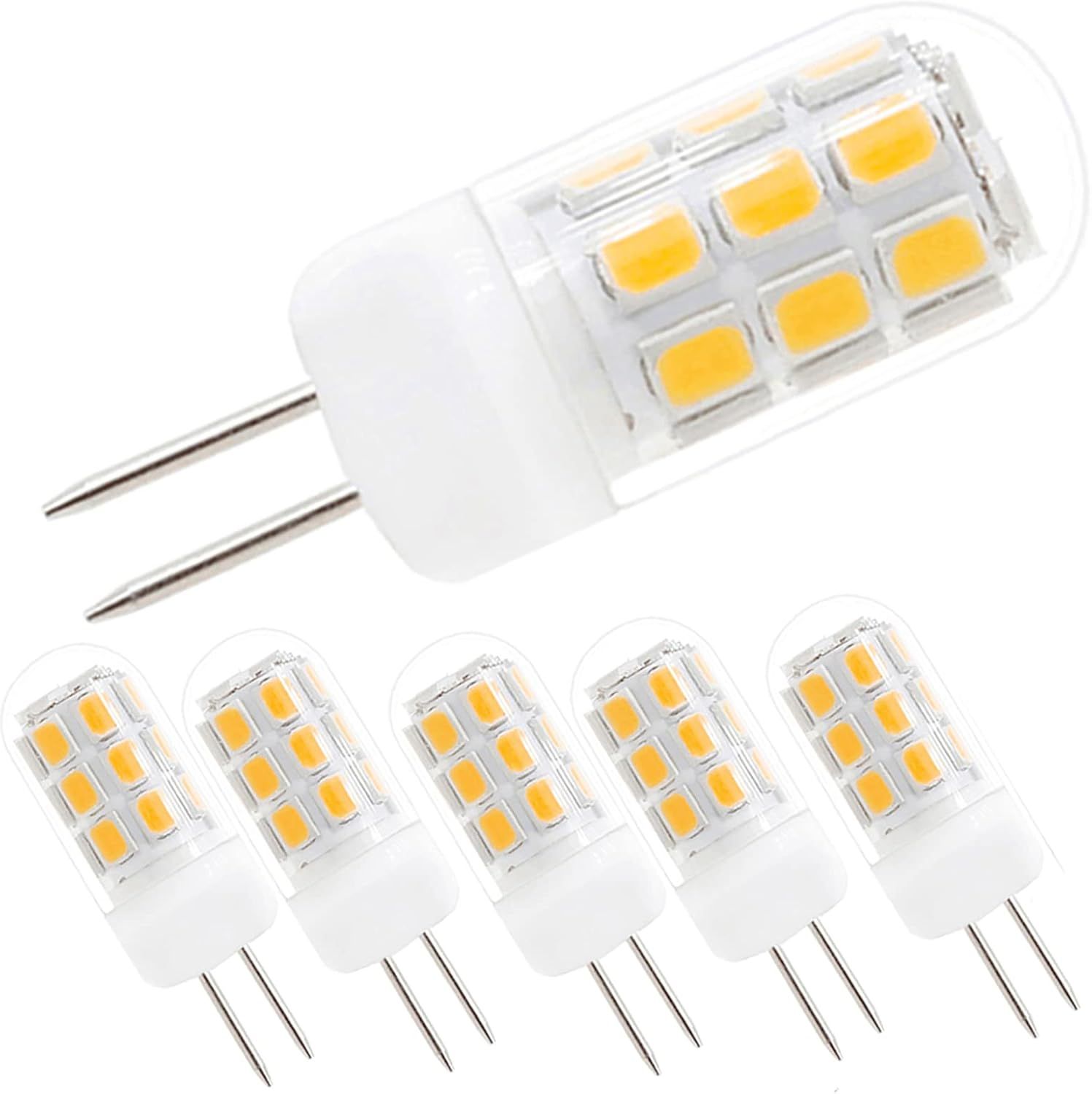 Warm White Dimmable G4 Bi-Pin LED Bulbs, 5-Pack