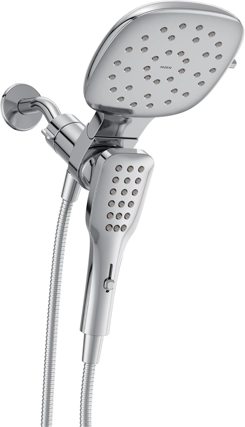 Chrome Square Dual Rain Shower Head with Handheld