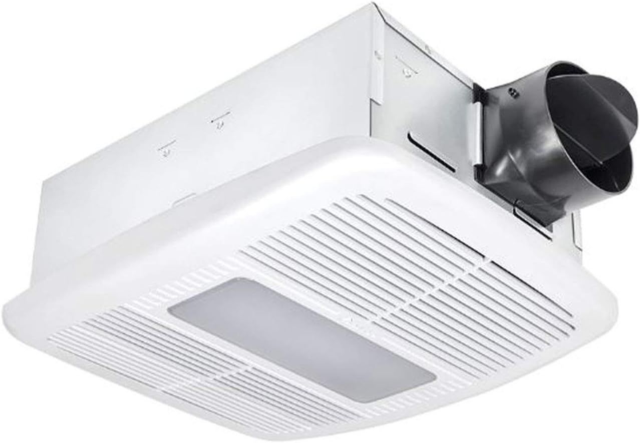 White Galvanized Steel LED Bathroom Exhaust Fan with Heater