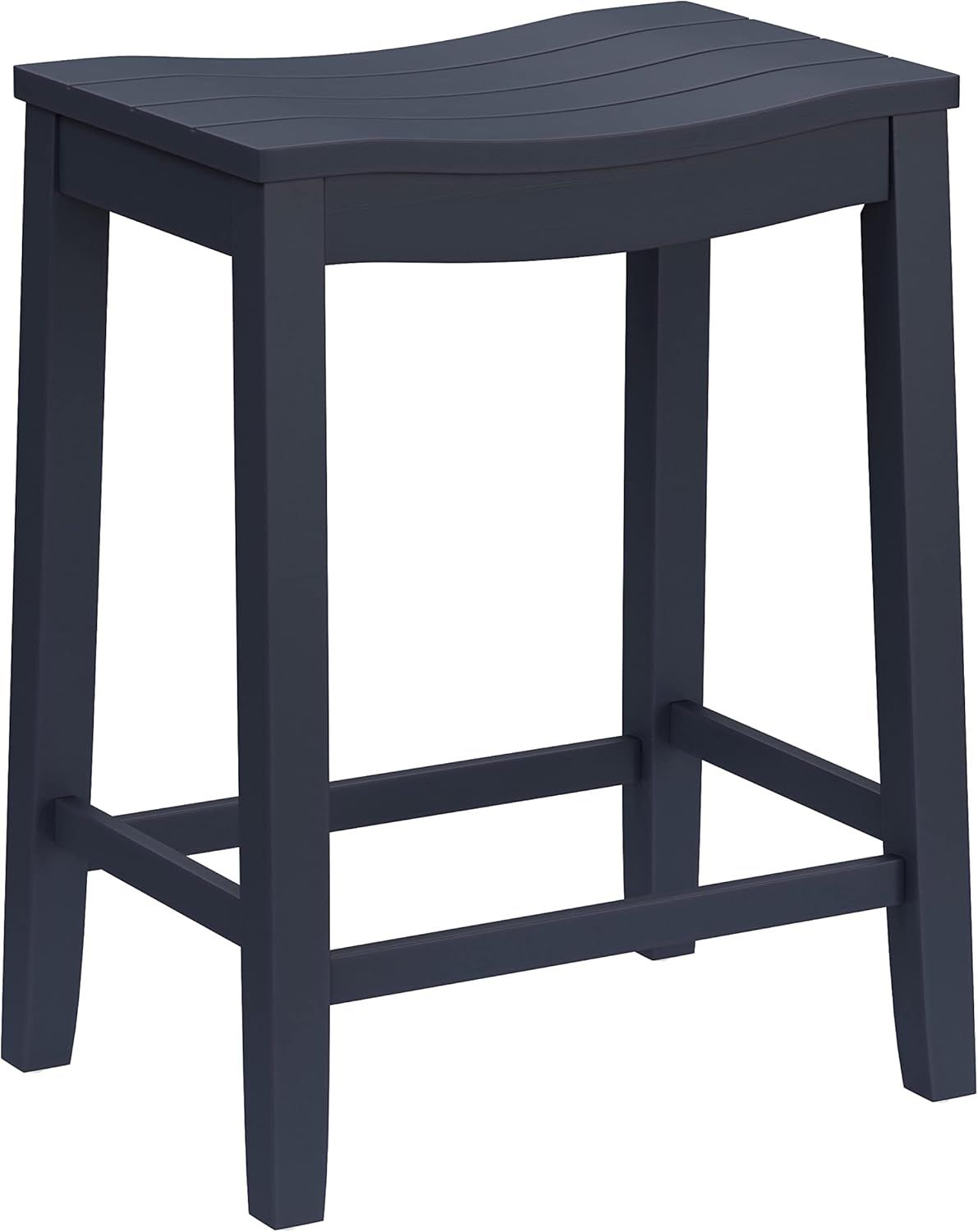 Navy Wood Backless Saddle Style Counter Stool