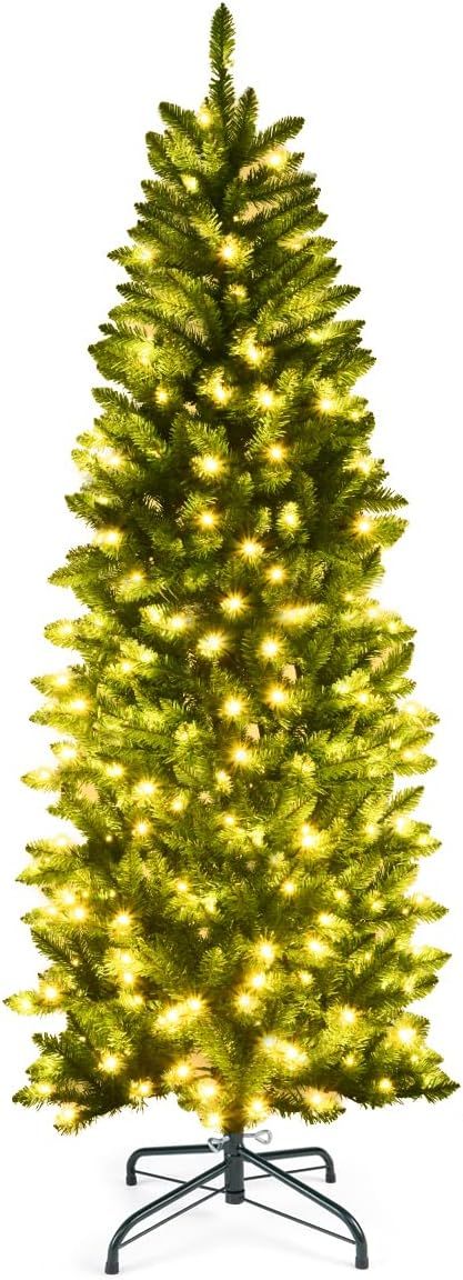 6' Green Pre-Lit Artificial Fir Christmas Tree with LED Lights