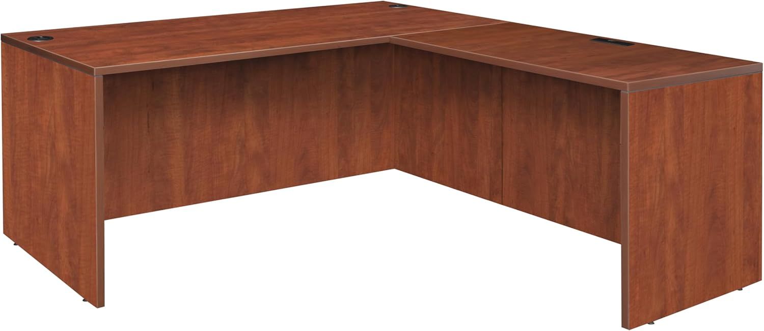 Cherry Melamine Laminate L-Shaped Executive Desk with Drawer