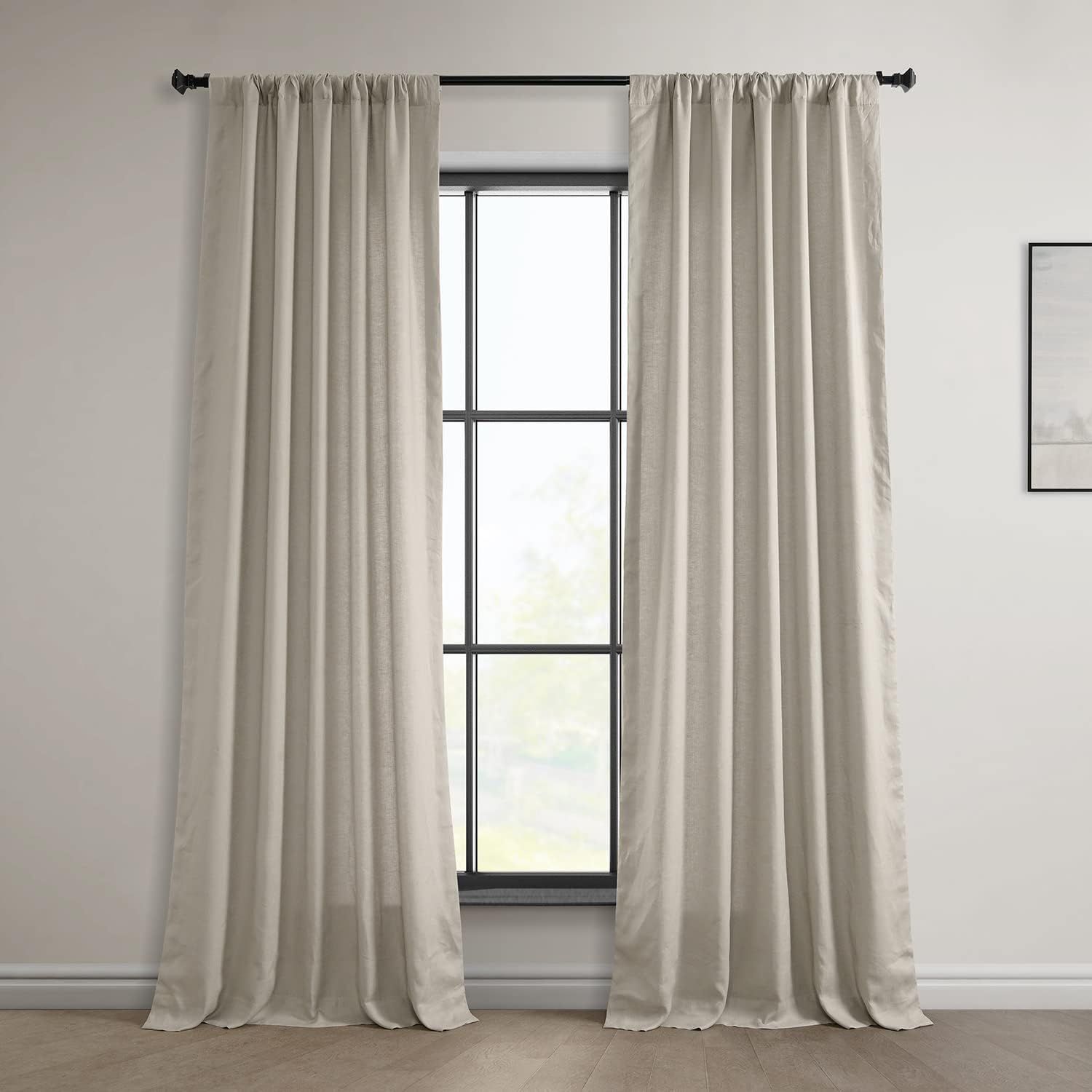 Light Birch 84" Cotton Linen Room Darkening Curtain Panel