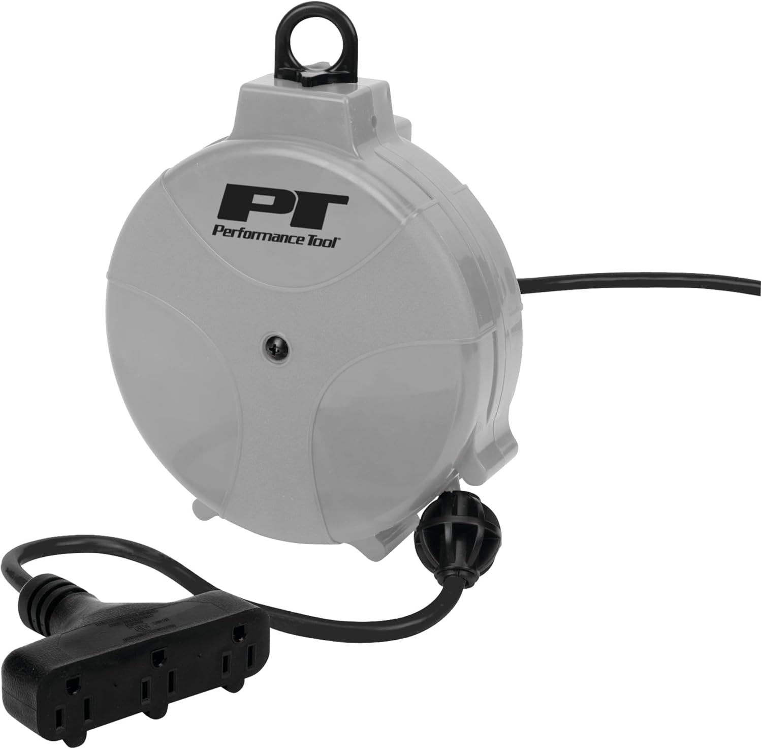 Gray 20' Retractable Cord Reel with Auto-Rewind