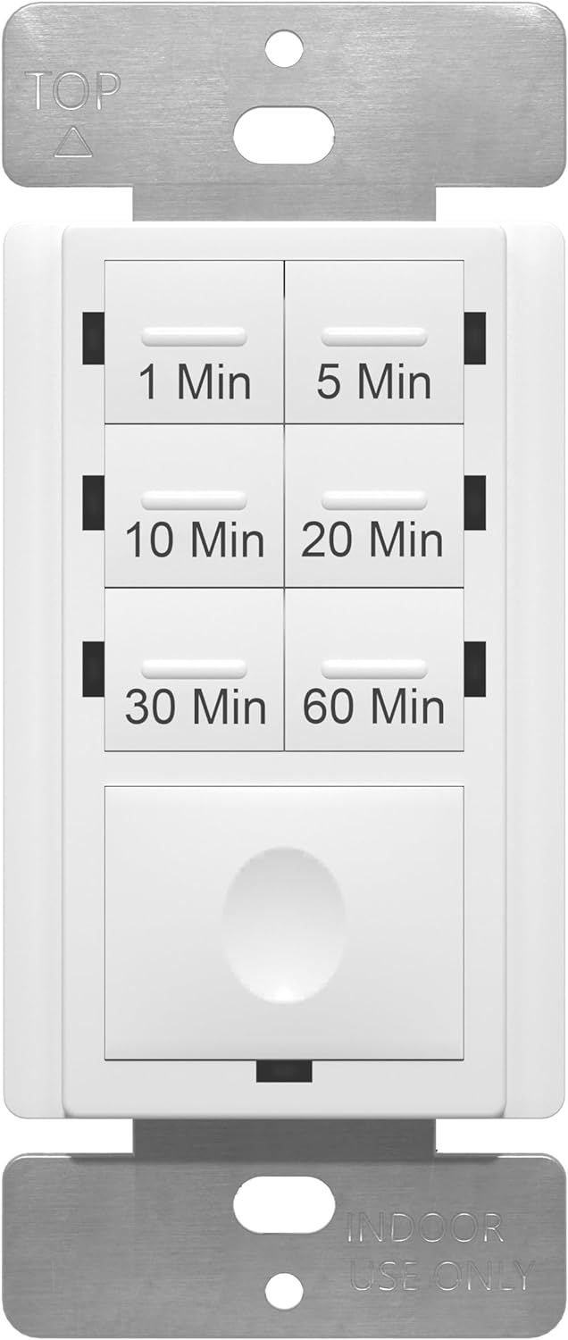 White Wall Mount Countdown Timer Switch with Push Button