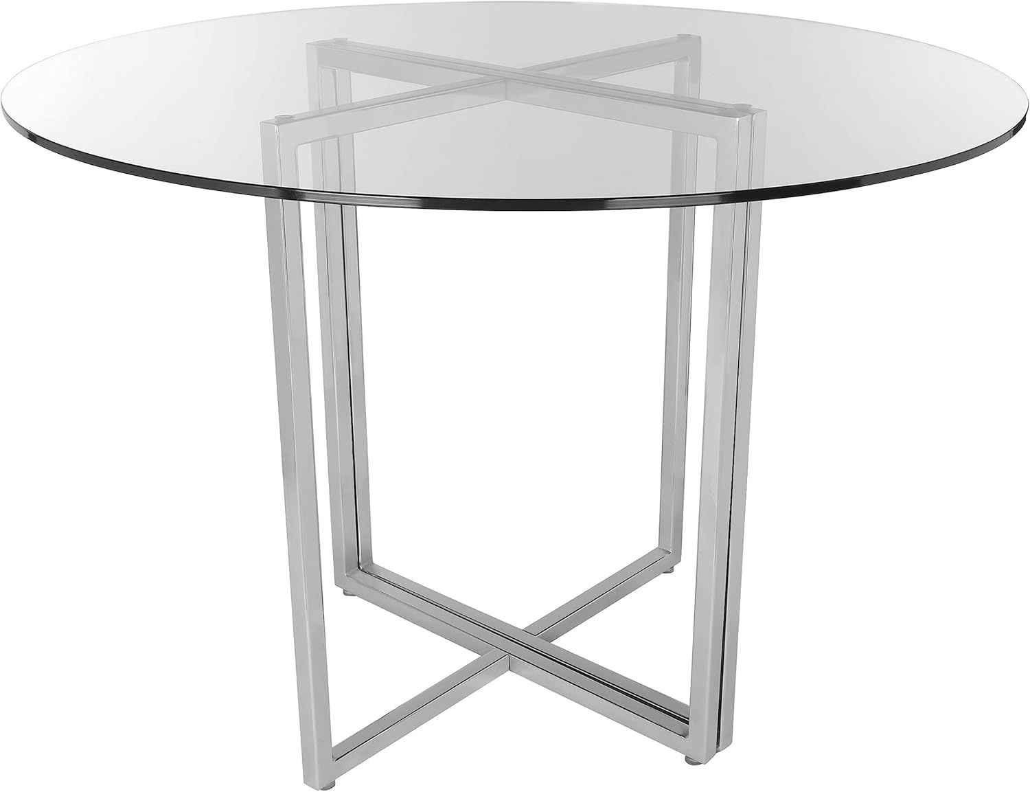 Legend 36" Round Clear Glass Dining Table with Chrome Base