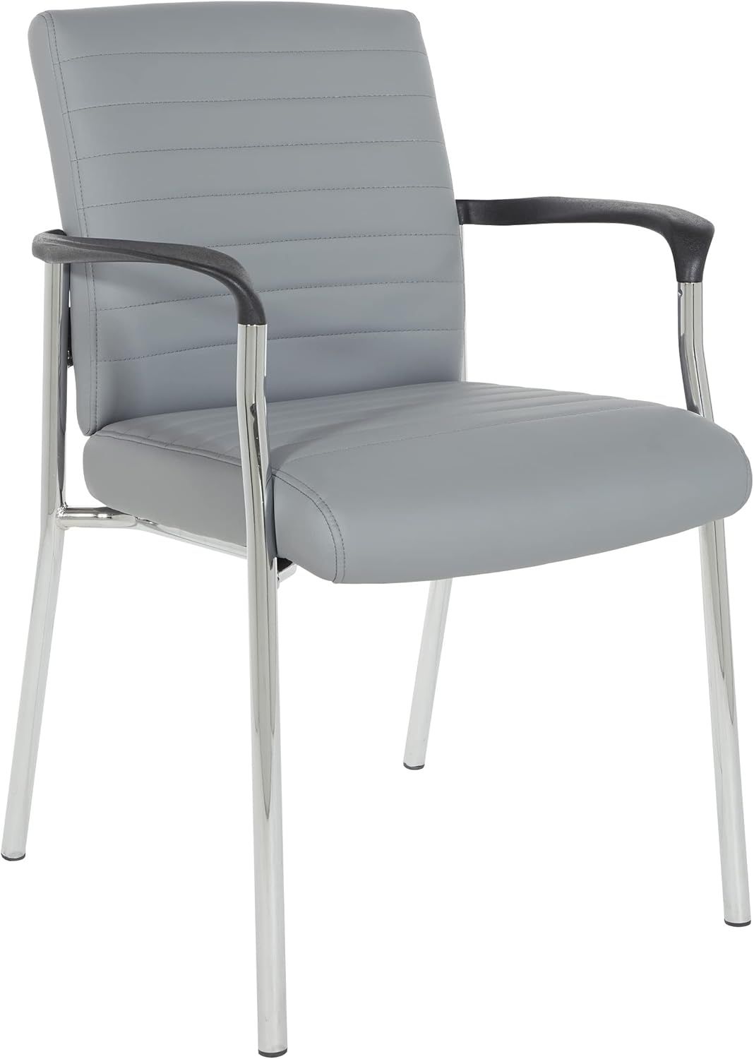 Charcoal Grey Faux Leather Guest Chair with Chrome Frame