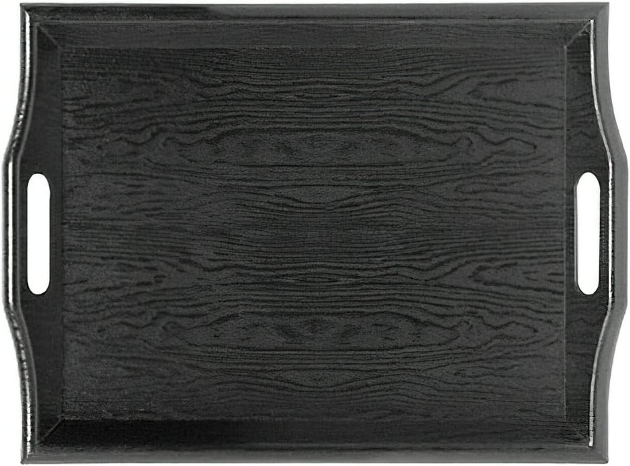 Black Textured Plastic Room Service Tray with Handles