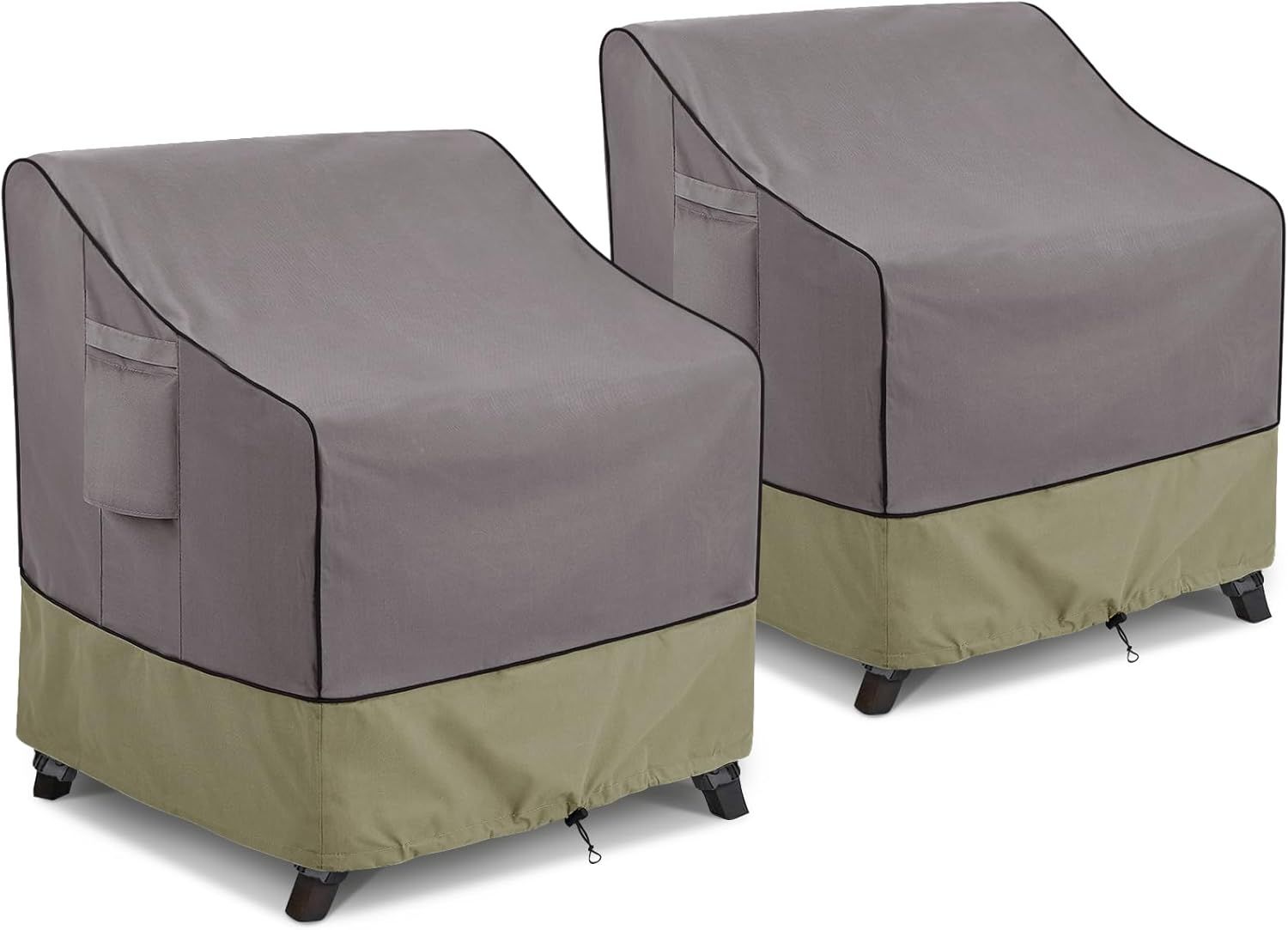 Heavy-Duty Waterproof Gray and Beige Patio Chair Covers (2-Pack)