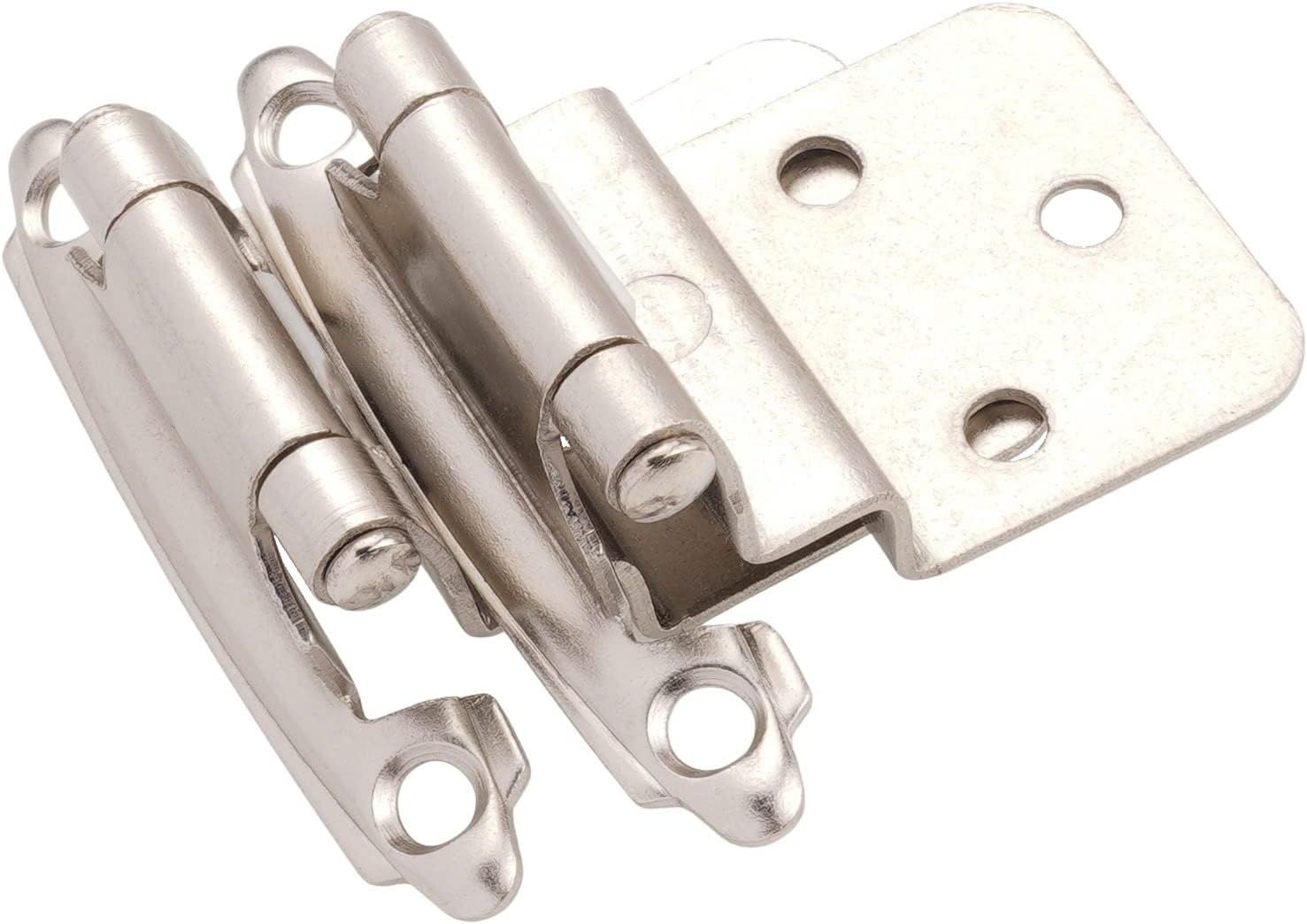 Brushed Nickel 3/8" Inset Self-Closing Cabinet Hinges, 25 Pairs