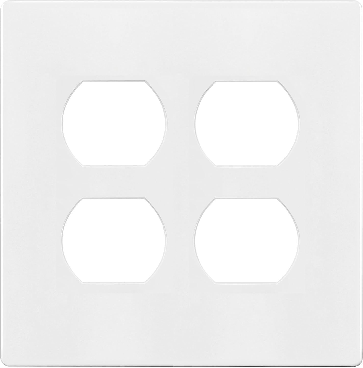 White Polycarbonate Screwless 2-Gang Wall Plate