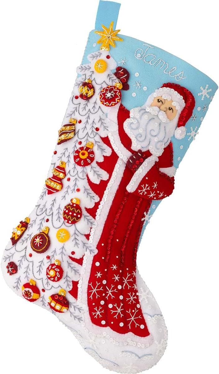 Snowy St. Nick Red and White Felt Stocking Kit