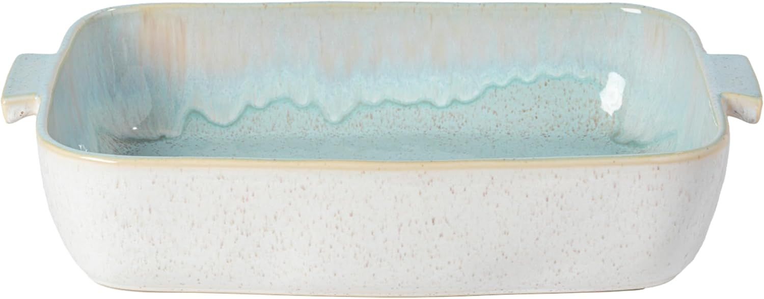 Sea Blue Ceramic Rectangular Baker with Handles