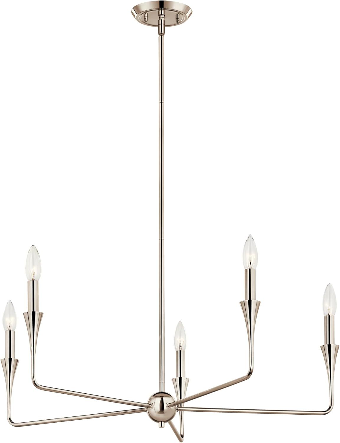 Polished Nickel 5-Light Modern Chandelier with Tapered Accents