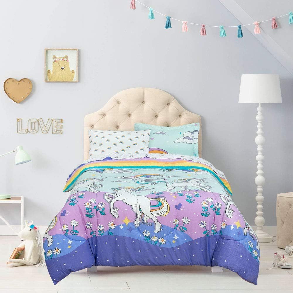 Magical Unicorn Twin Microfiber Reversible Bed in a Bag Set