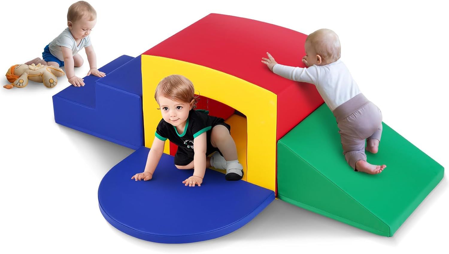 Colorful Foam Climbing and Tunnel Play Set for Toddlers