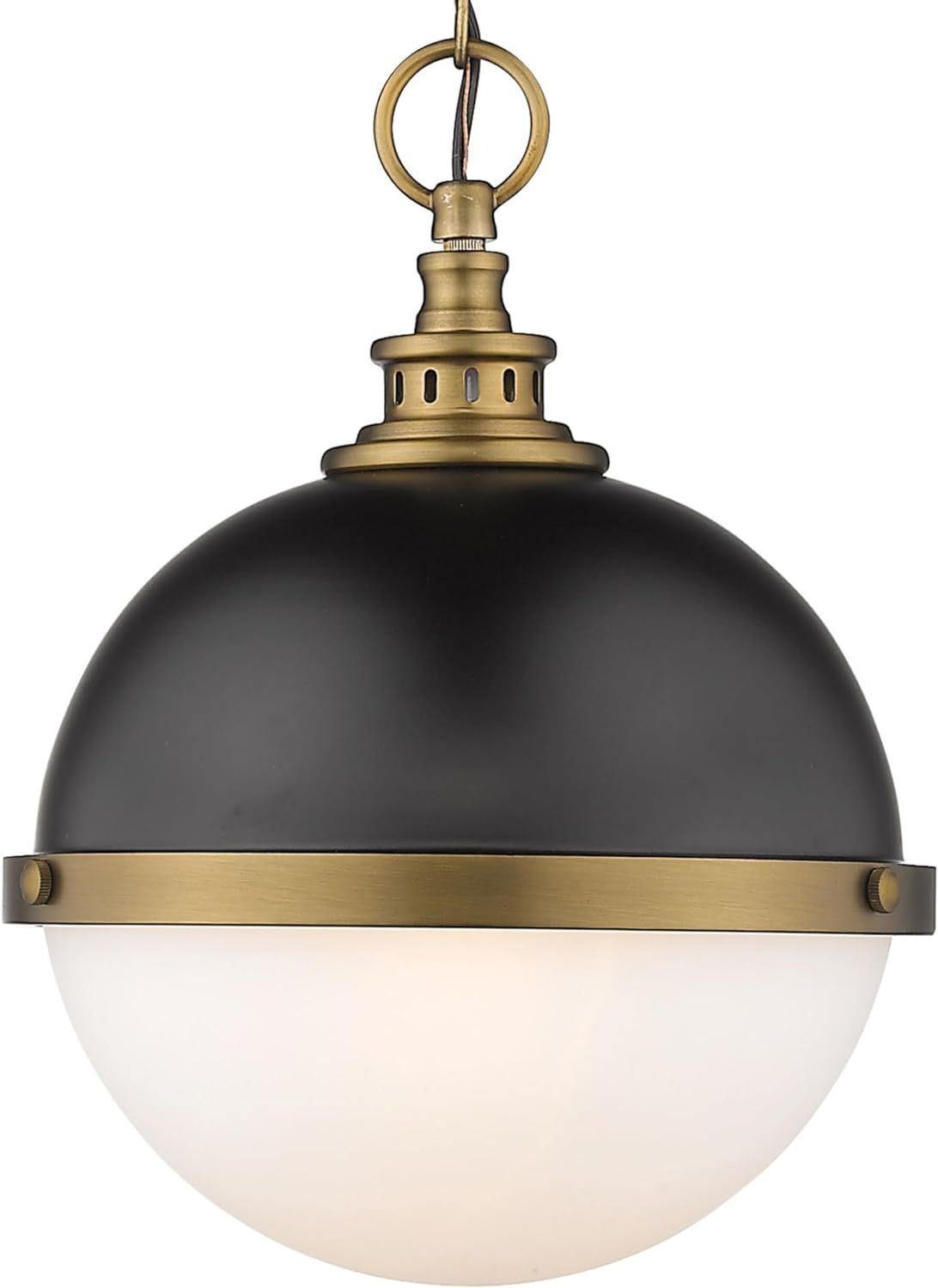 Peyton Industrial Globe Pendant in Matte Black and Factory Bronze