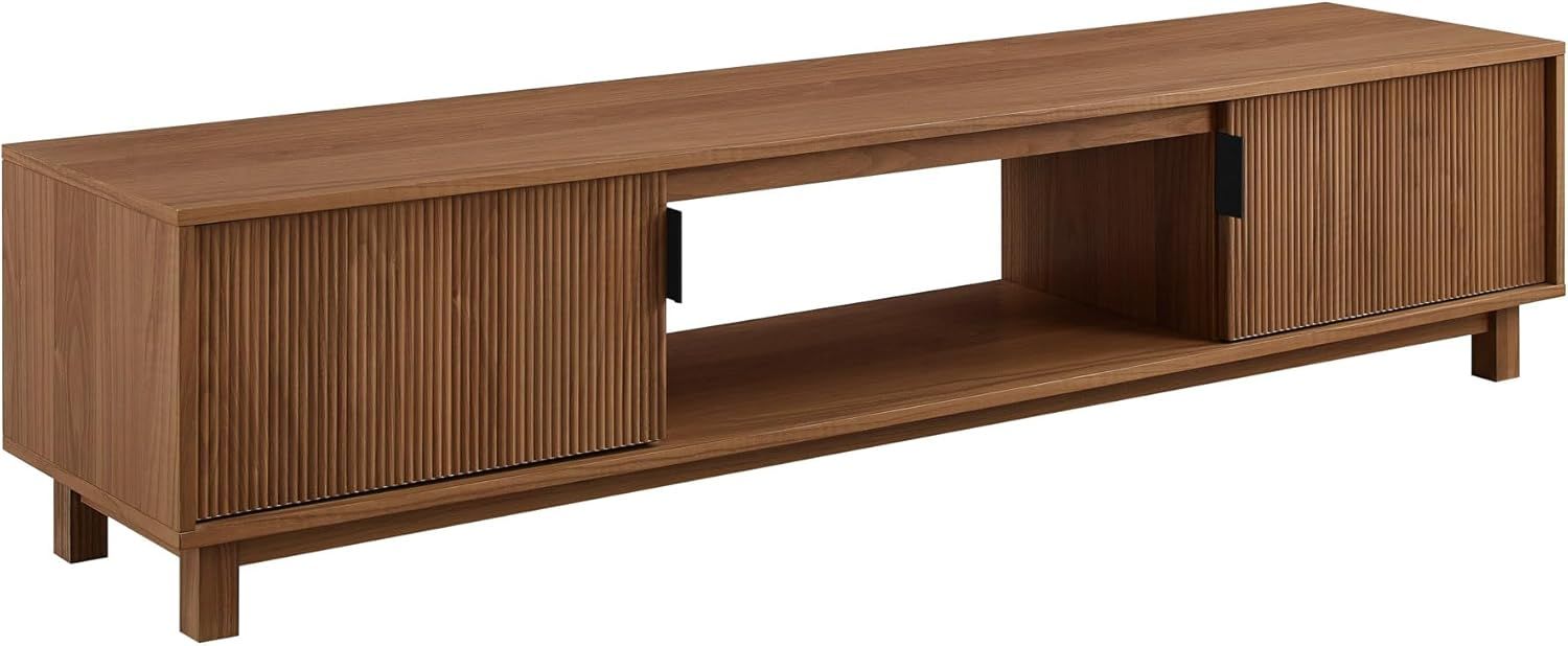 Mocha 70" Modern Fluted-Door TV Stand with Cabinet