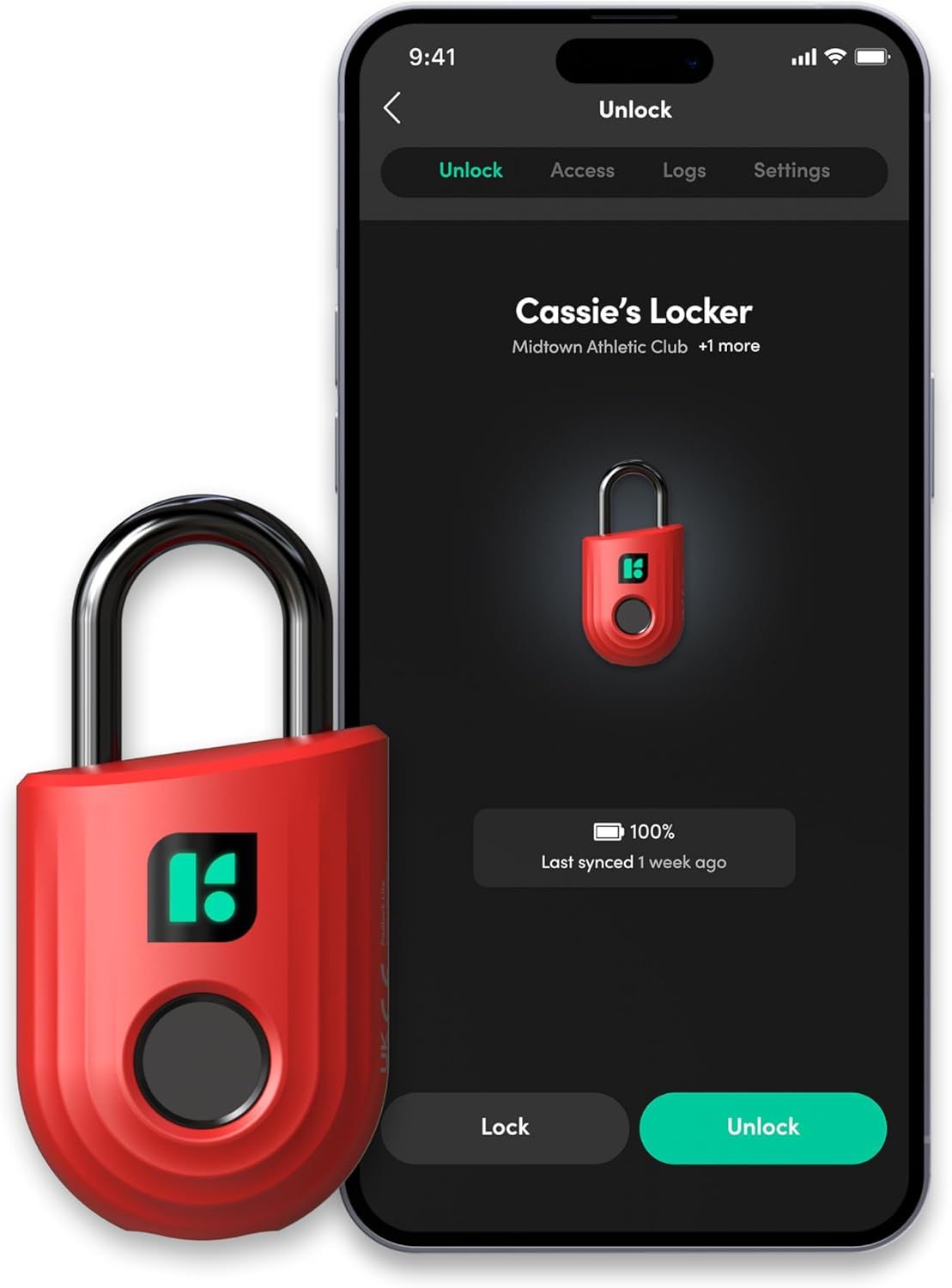 Red Keyless Fingerprint Padlock with Mobile App