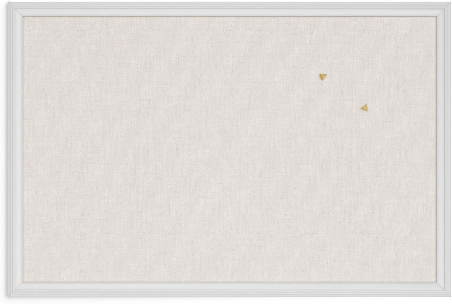 White Linen Bulletin Board with Wood Frame, 30" x 20"