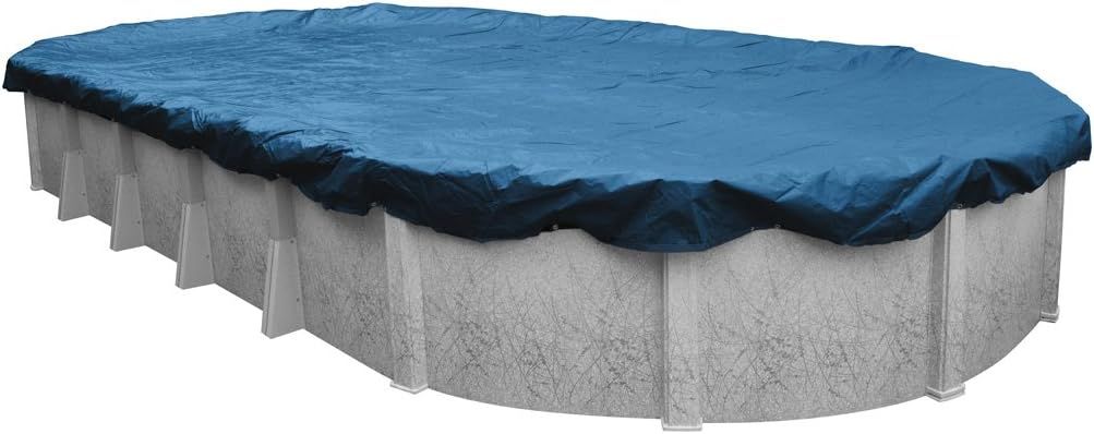 Heavy-Duty Blue Polyethylene Oval Winter Pool Cover