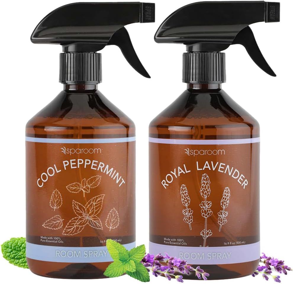 Peppermint and Lavender Essential Oil Glass Room Spray Set