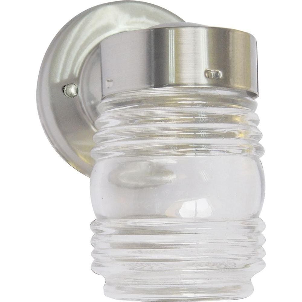 Brushed Nickel Jelly Jar Outdoor Wall Sconce