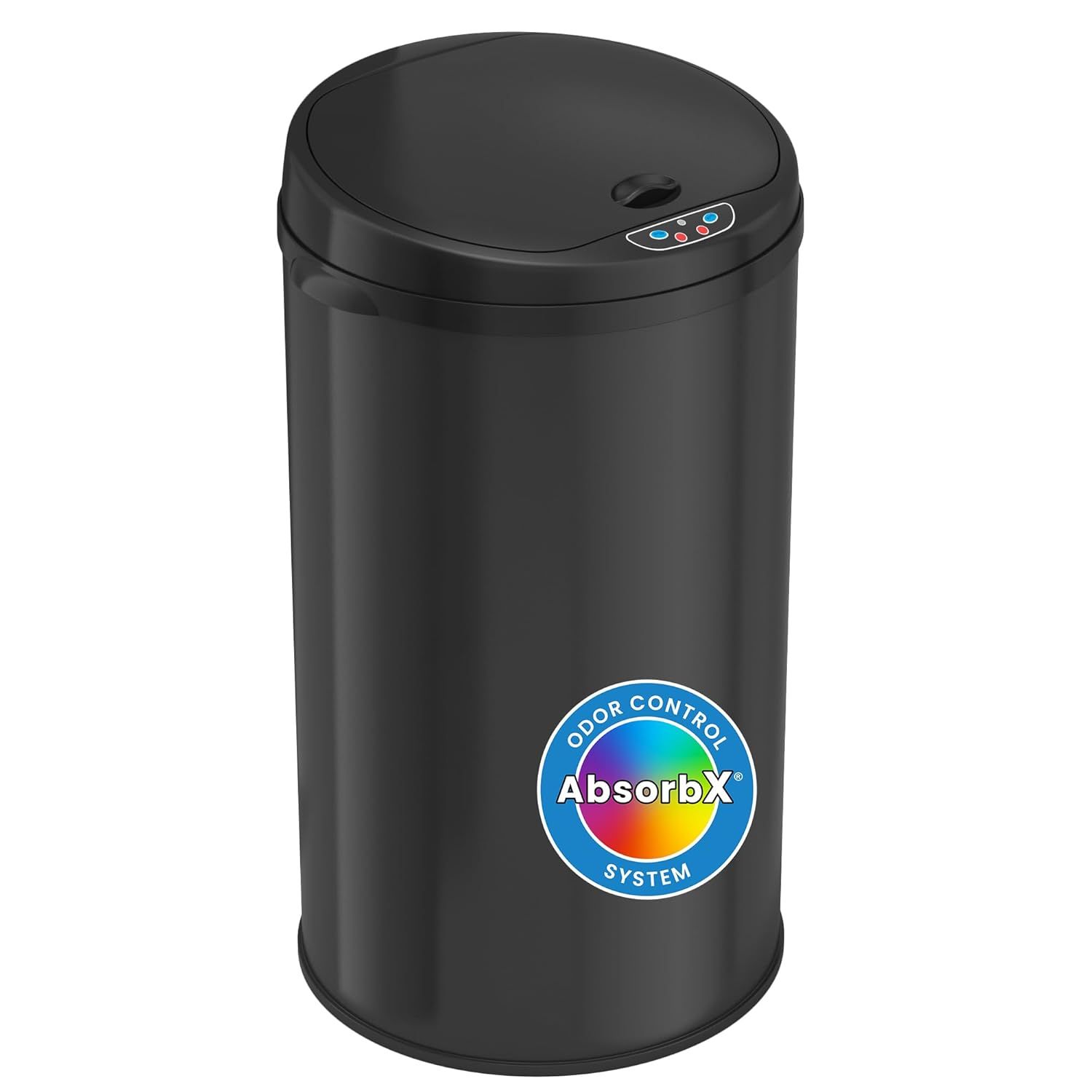 Black Touchless 8 Gallon Steel Trash Can with Odor Filter