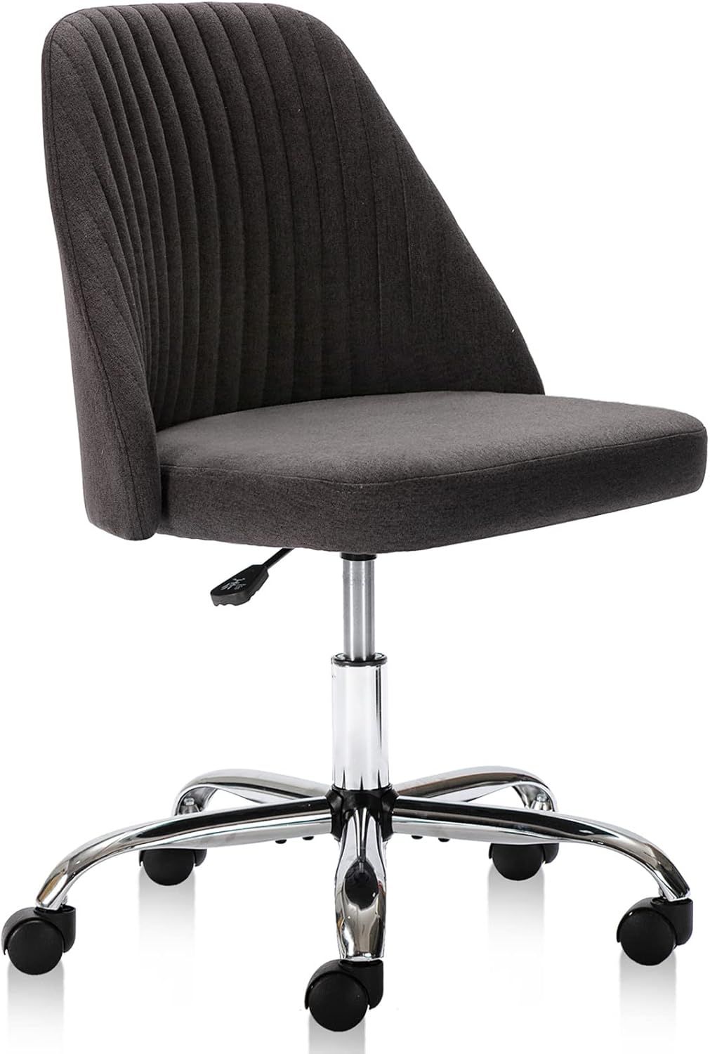 Dark Grey Armless Adjustable Task Chair with Wood Base