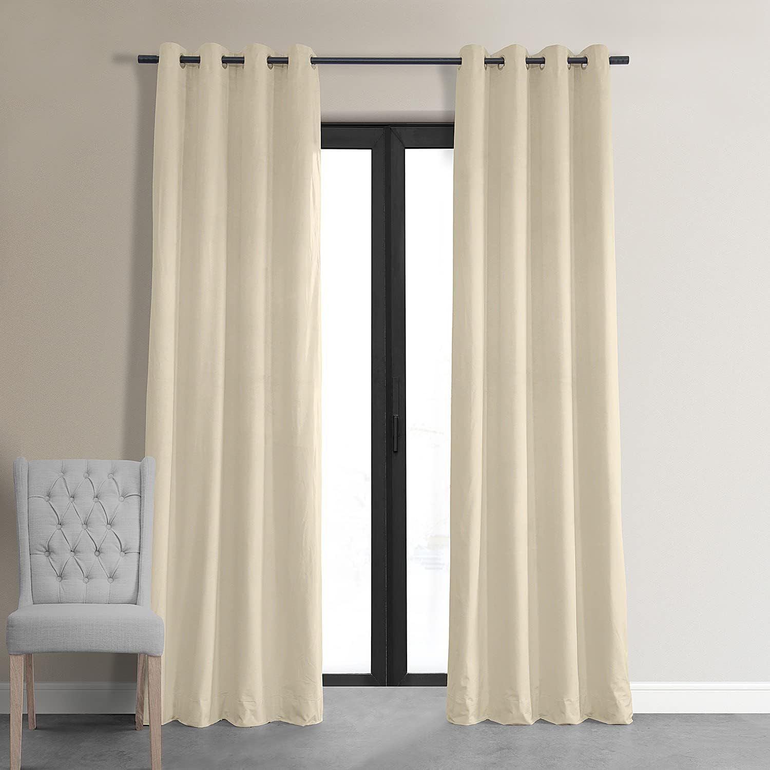 Luxurious Gray Velvet Blackout Indoor Window Curtain 50" x 120"