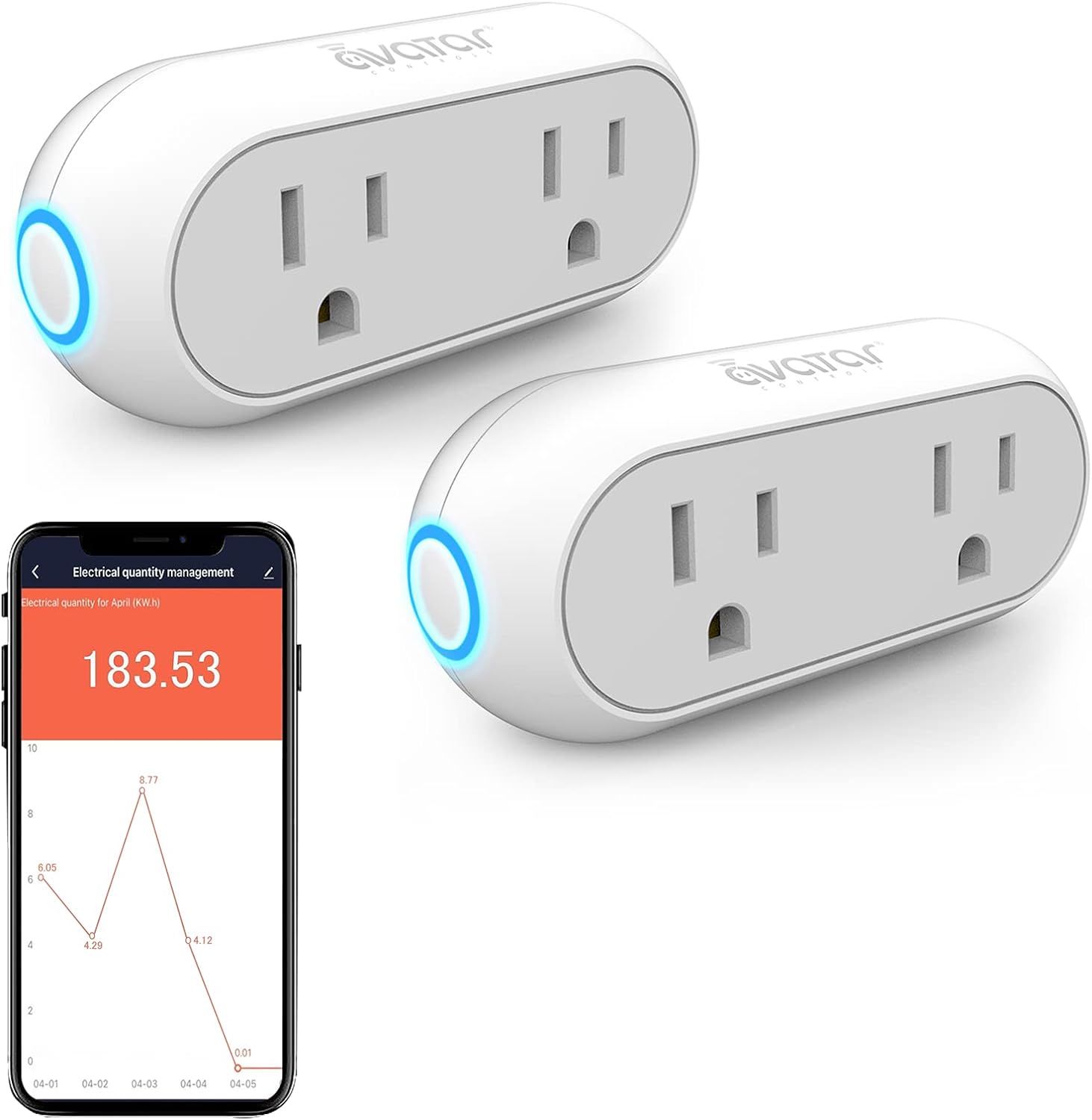 Dual White Alloy Steel Smart WiFi Plug with Timer