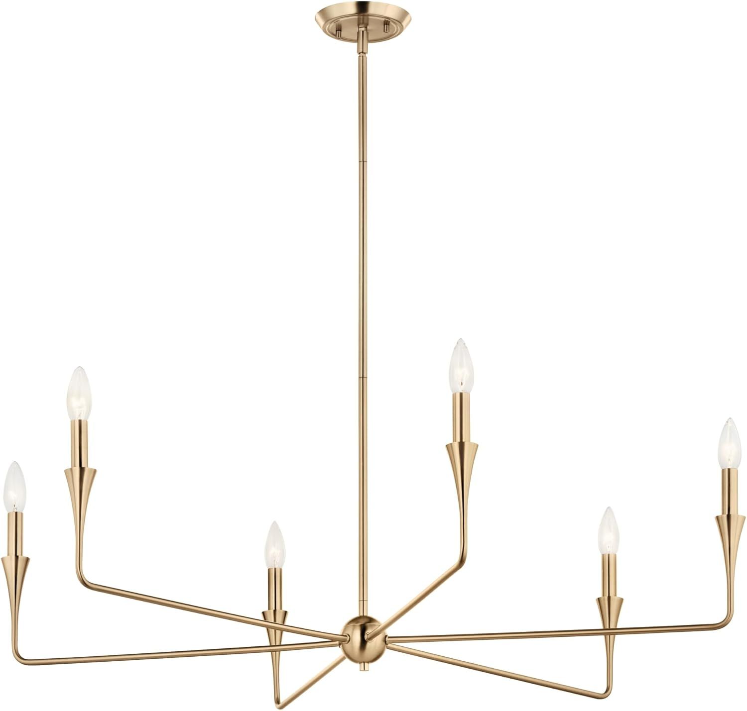 Champagne Bronze 6-Light Modern Candle Chandelier