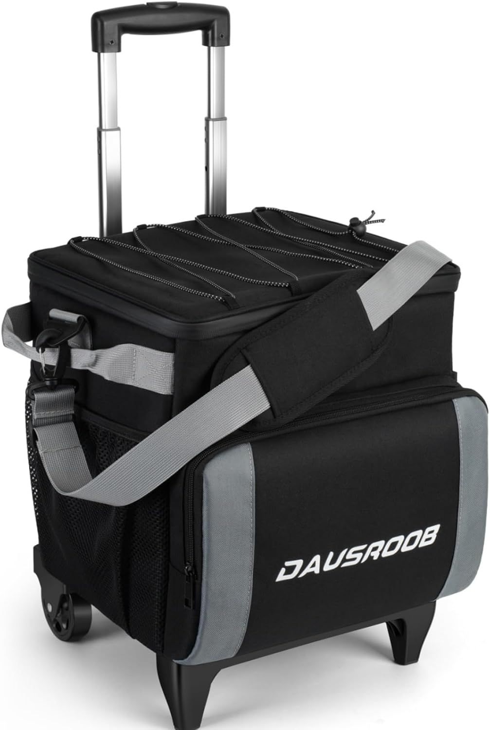 Black and Gray 28L Insulated Rolling Cooler with Wheels