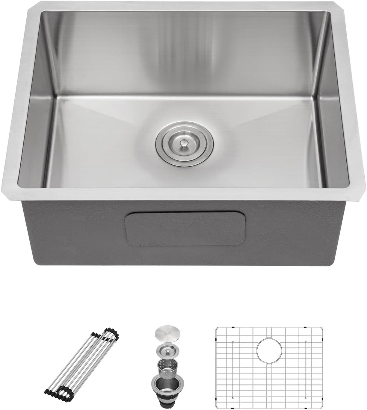 23" x 18" Brushed Stainless Steel Undermount Single Bowl Kitchen Sink