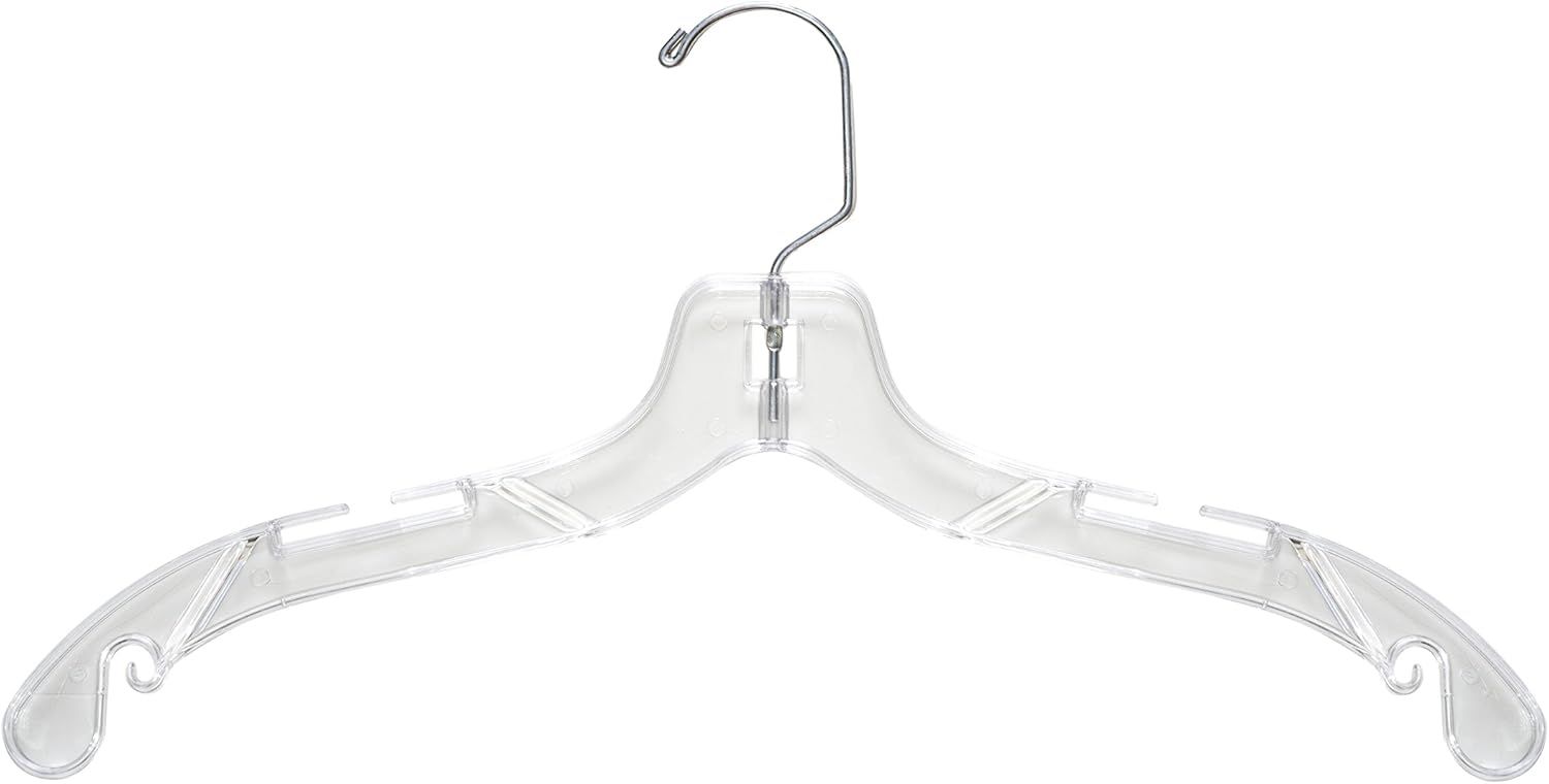 Clear Heavy Duty Plastic Shirt Hangers with Swivel Hook, 17"