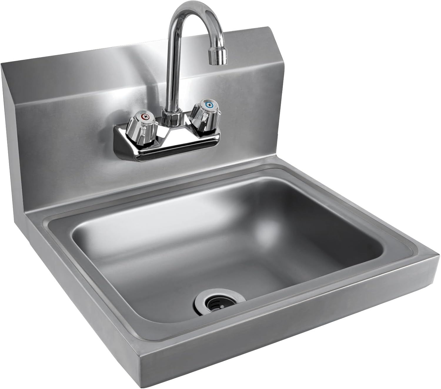 Compact Stainless Steel Wall-Mount Hand Washing Sink with Gooseneck Faucet