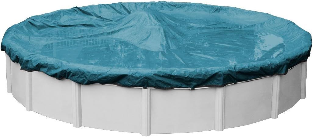 Teal Blue Round Heavy-Duty Winter Pool Cover for 18 ft Above Ground Pools