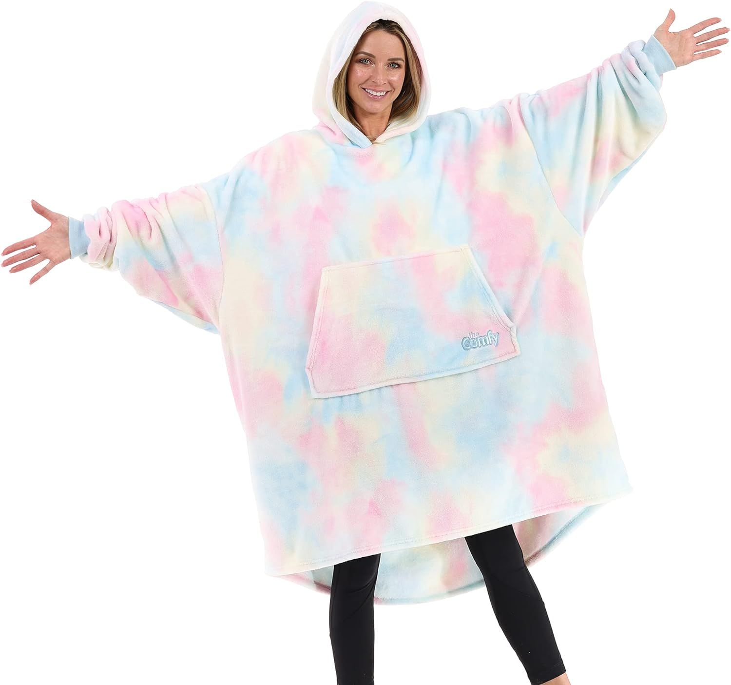 Cotton Candy Tie Dye Hooded Wearable Blanket