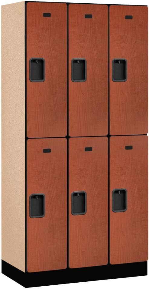 Cherry Double Tier Lockable Wood Locker Unit