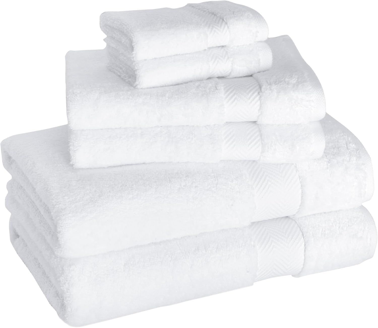 White Organic Turkish Cotton 6-Piece Towel Set