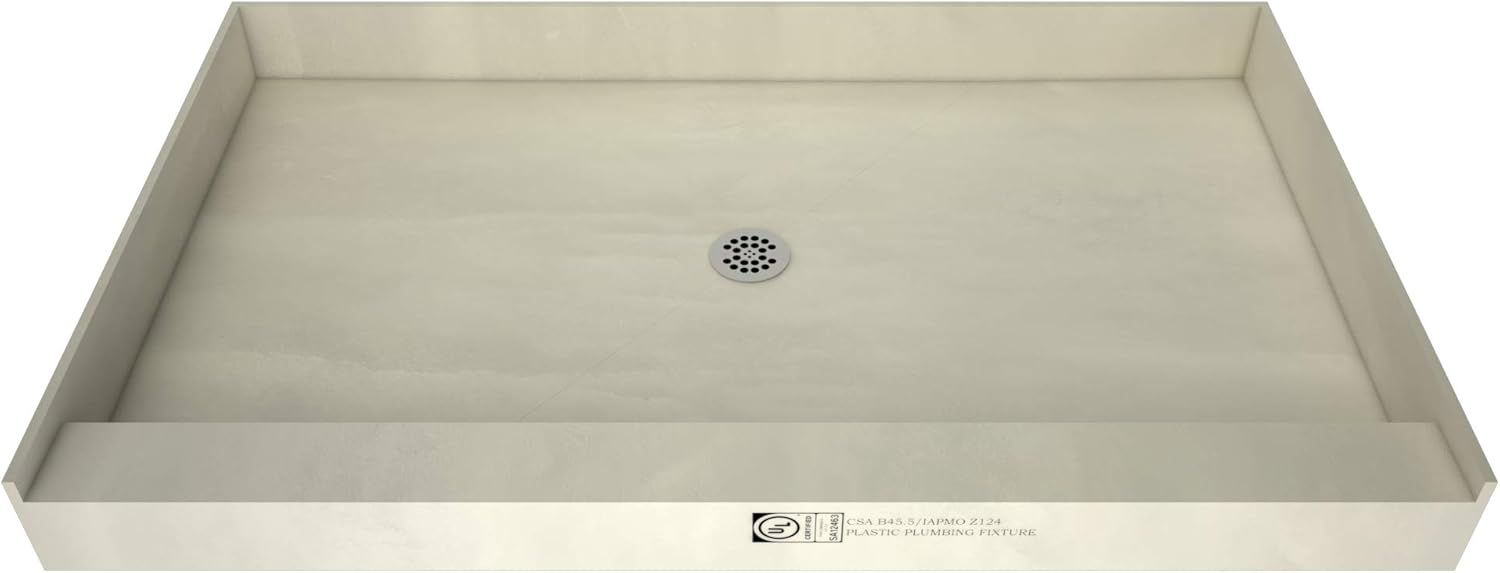 Beige PVC 48" x 36" Shower Pan with Center Drain