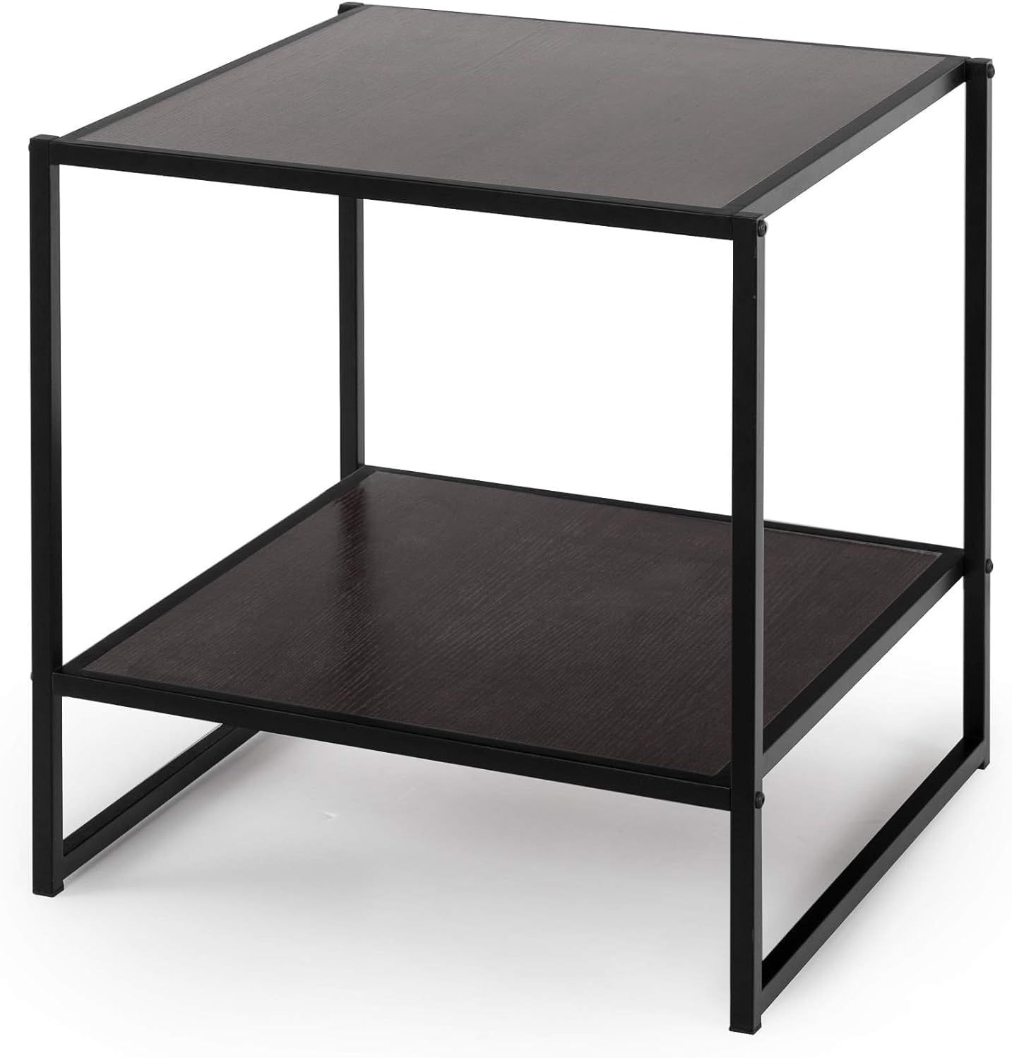 Dane 20" Black Frame Square Side Table with Shelf