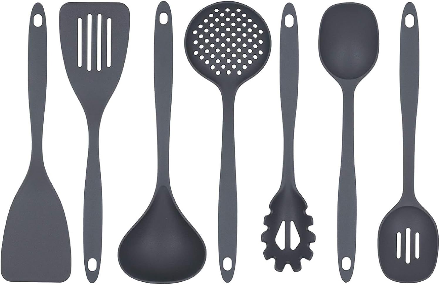 Gray 7-Piece Nylon Cooking Utensils Set for Nonstick Cookware