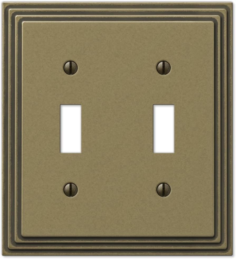 Rustic Brass Double Toggle Cast Metal Wallplate